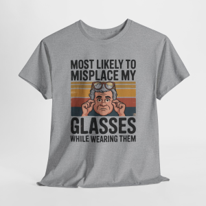Most Likely To Misplace My Glasses Graphic Tee, Retro Cartoon Boomer Shirt, Baby Boomer Gift for Men