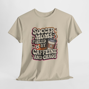 Soccer Moms Fueled By Caffeine & Chaos T-Shirt, Funny Sports Mom Shirt, Coffee Lover Mom Tee, Game Day Shirt, Gift for Soccer Mom